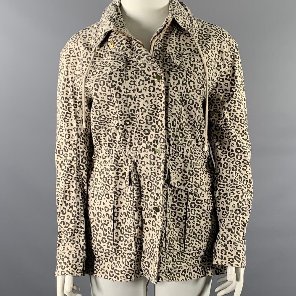 ATM Size L White Black Cotton Blend Leopard Cargo Jacket